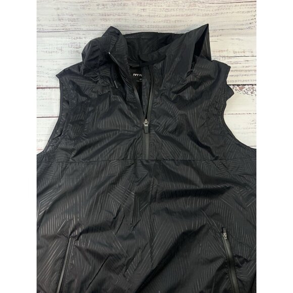Ivy Park Black Reflective Athletic Hooded Running Vest  Size Medium Sporty - Picture 11 of 16